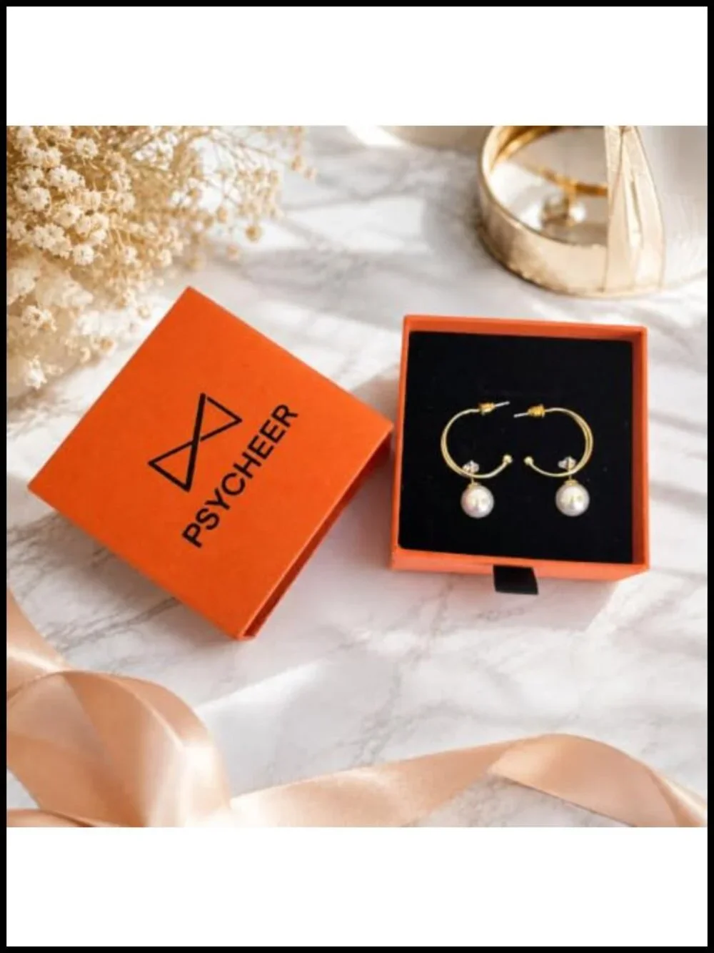 Faux Pearl Hoop Earrings with Crystal Accent, Gold-Tone Finish, Lightweight